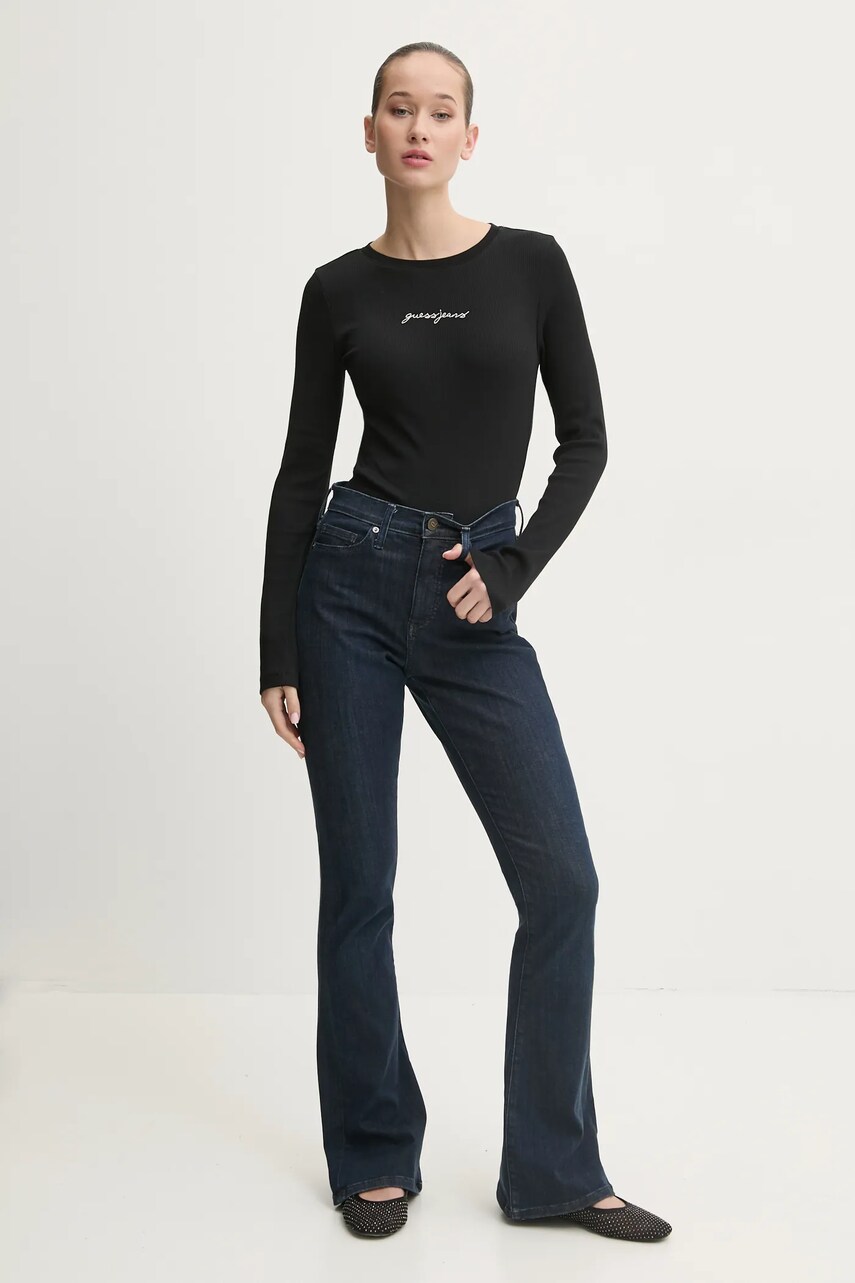 Лонгслів Guess Jeans жіночий колір чорний W5RI58 KA0H1