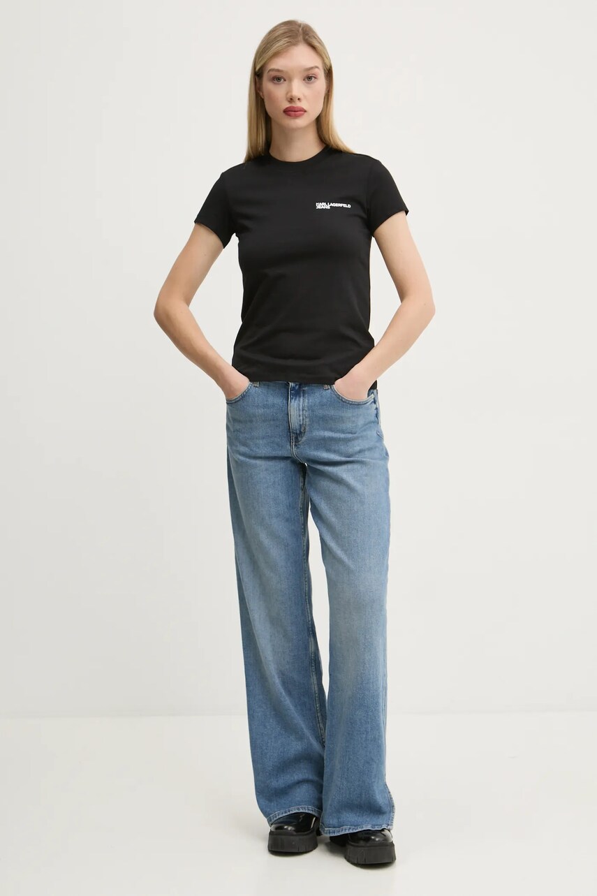 Бавовняна футболка Karl Lagerfeld Jeans жіноча колір чорний A1W17004