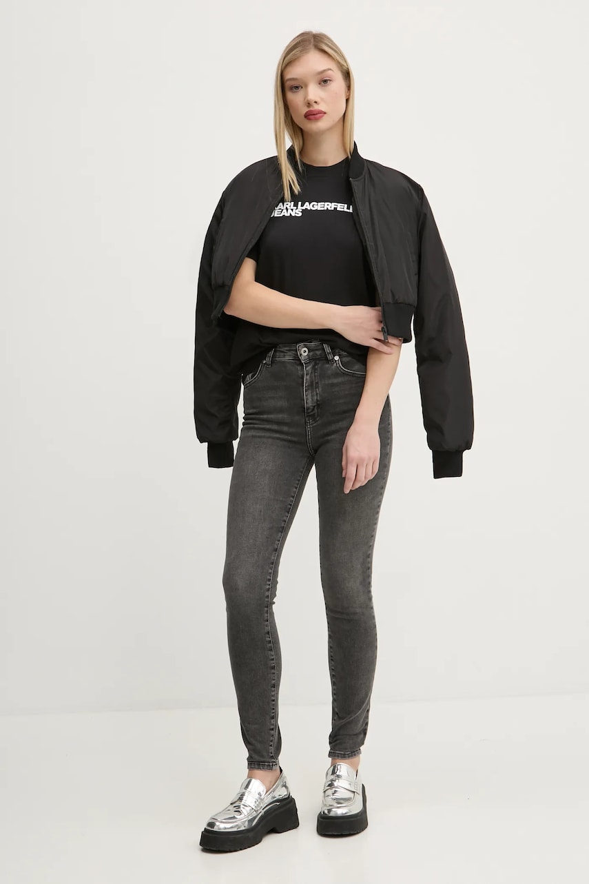 Бавовняна футболка Karl Lagerfeld Jeans жіноча колір чорний A1W17005