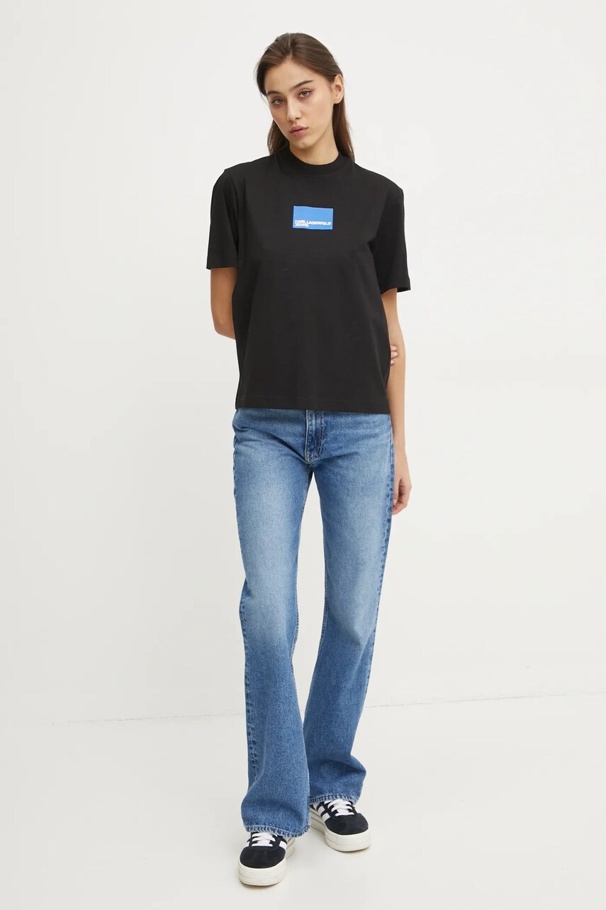 Бавовняна футболка Karl Lagerfeld Jeans жіноча колір чорний A1W17006
