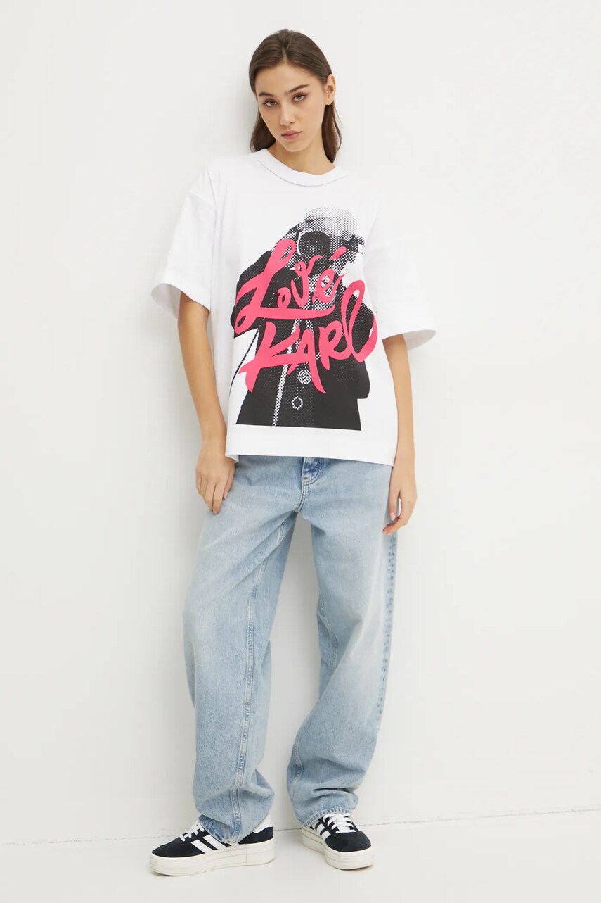 Бавовняна футболка Karl Lagerfeld Jeans жіноча колір білий A1W17150