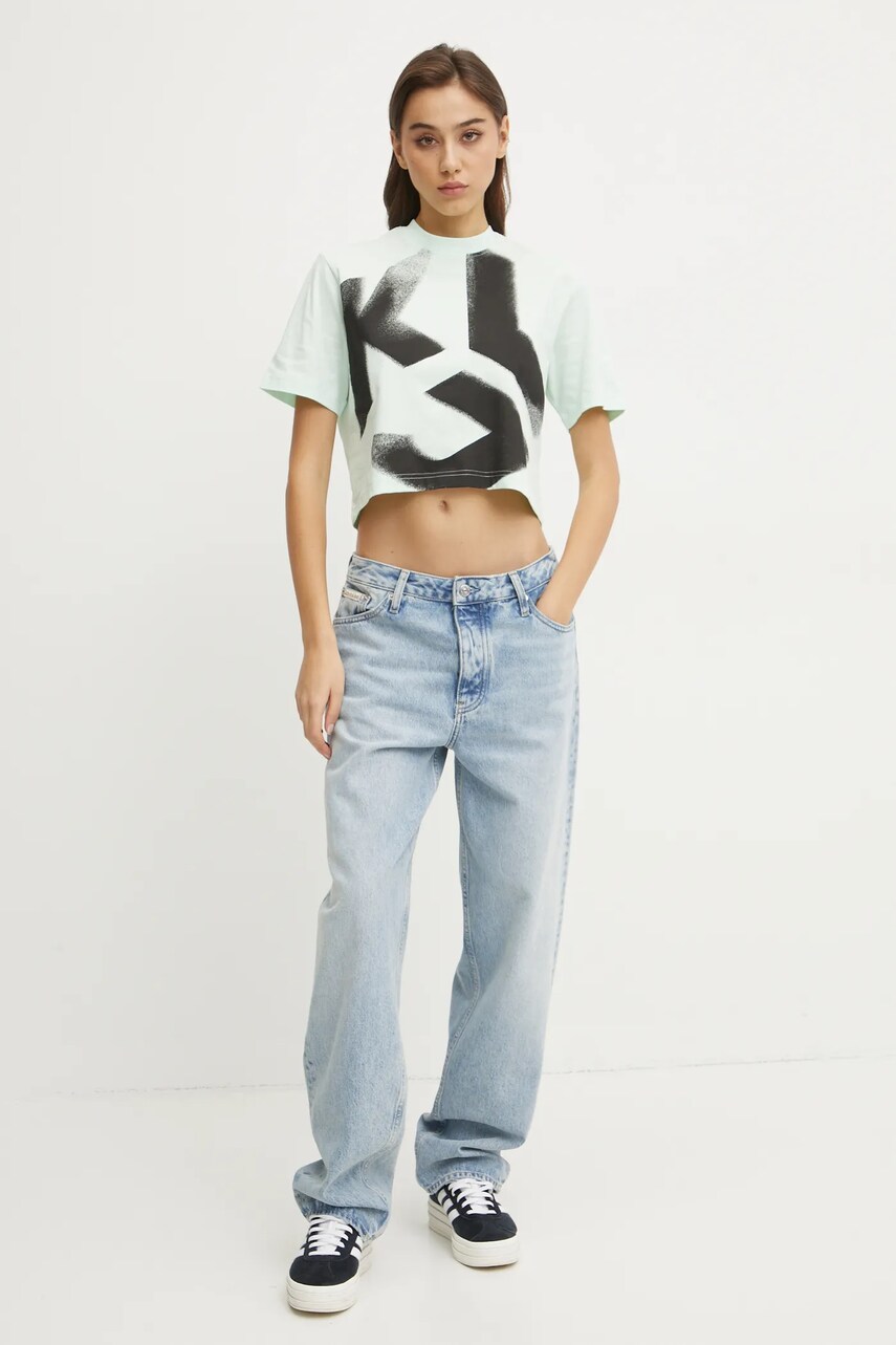 Бавовняна футболка Karl Lagerfeld Jeans жіноча колір зелений A1W17033