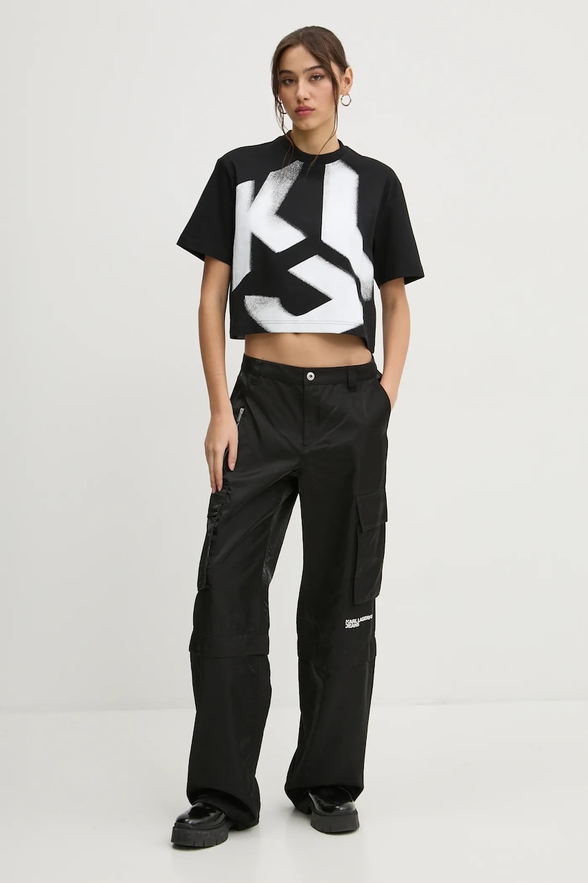 Бавовняна футболка Karl Lagerfeld Jeans жіноча колір чорний A1W17033