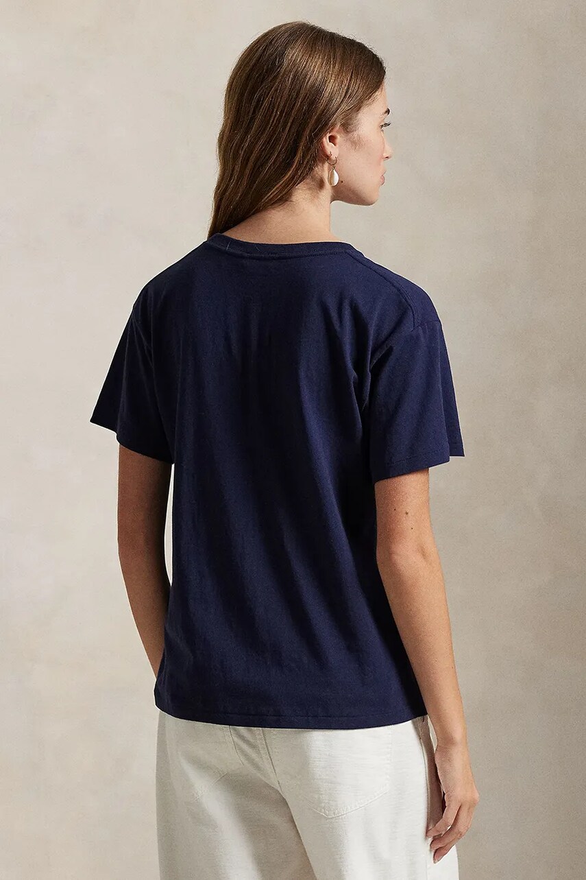 Бавовняна футболка Polo Ralph Lauren жіноча колір синій 211959112