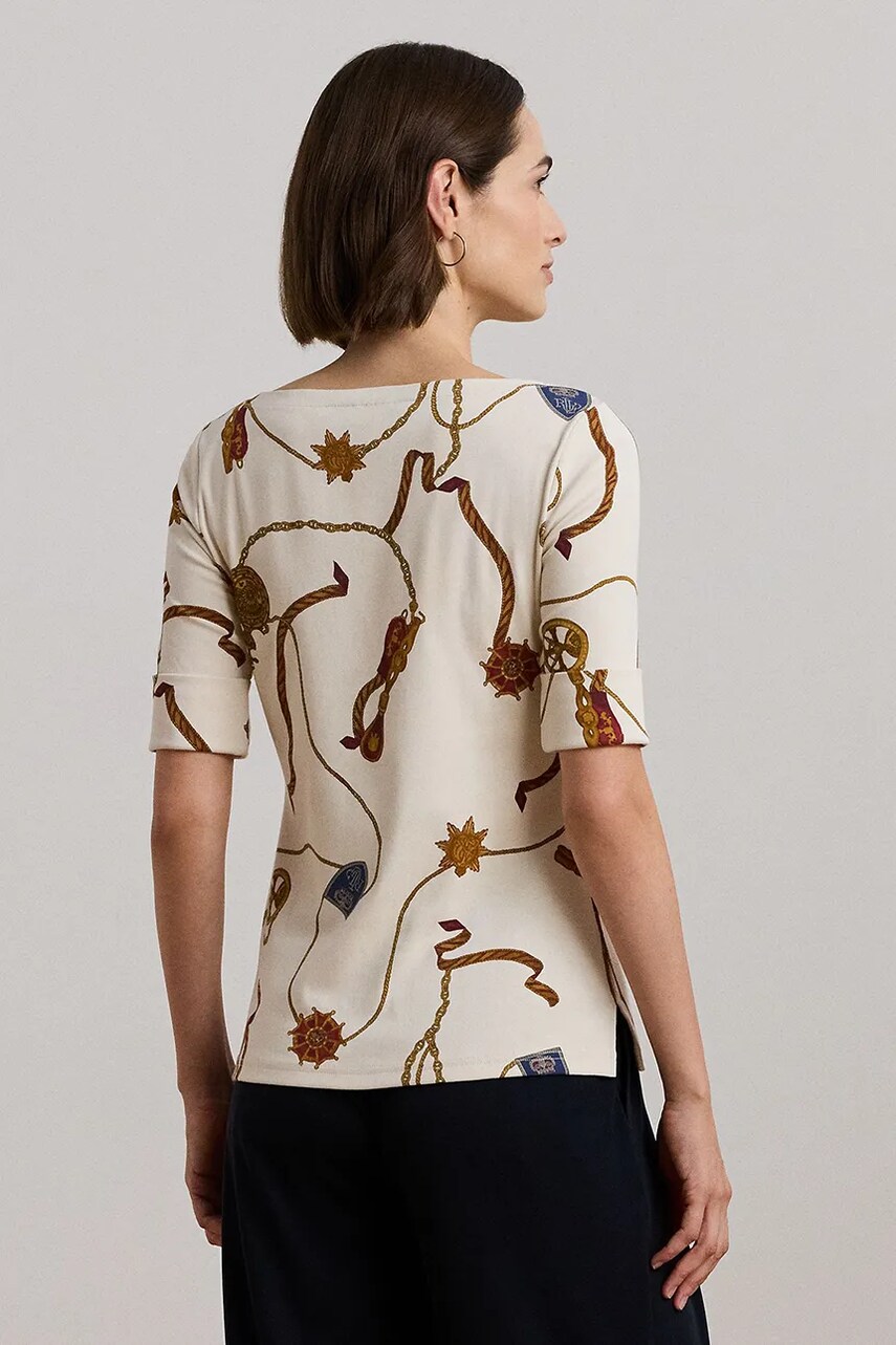 Бавовняна футболка Lauren Ralph Lauren жіночий колір білий 200957614