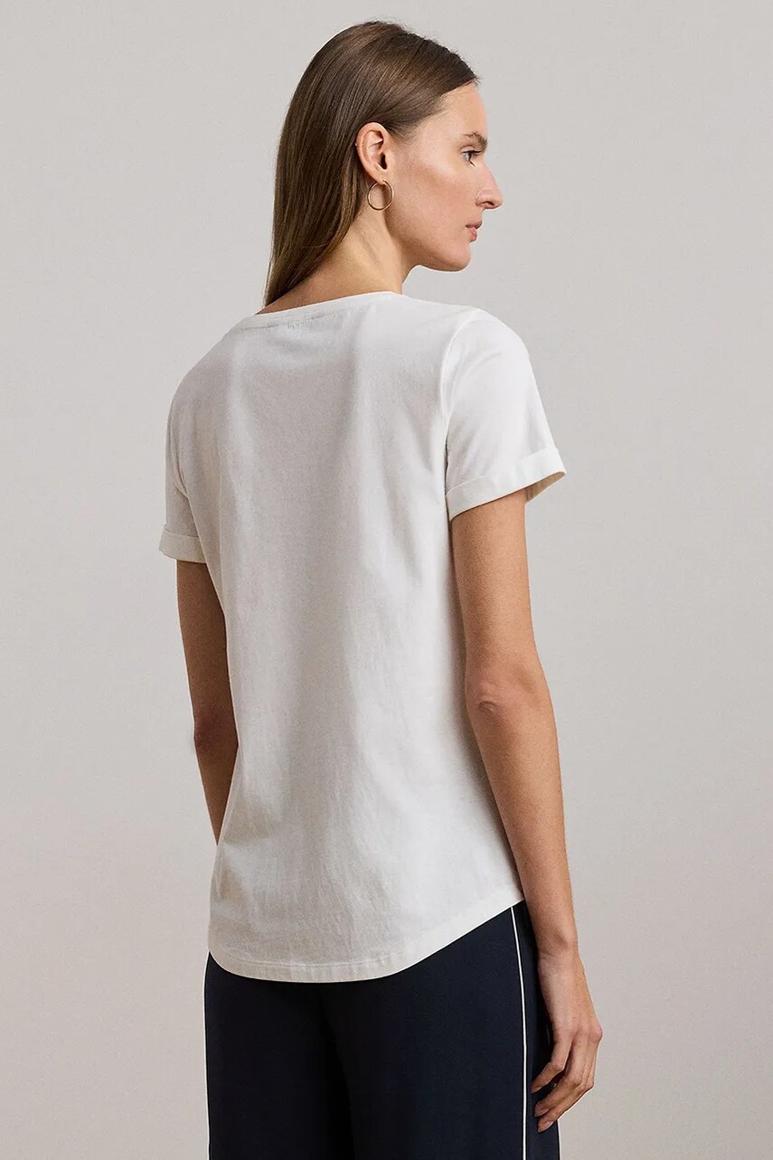 Бавовняна футболка Lauren Ralph Lauren жіноча колір білий 200957668