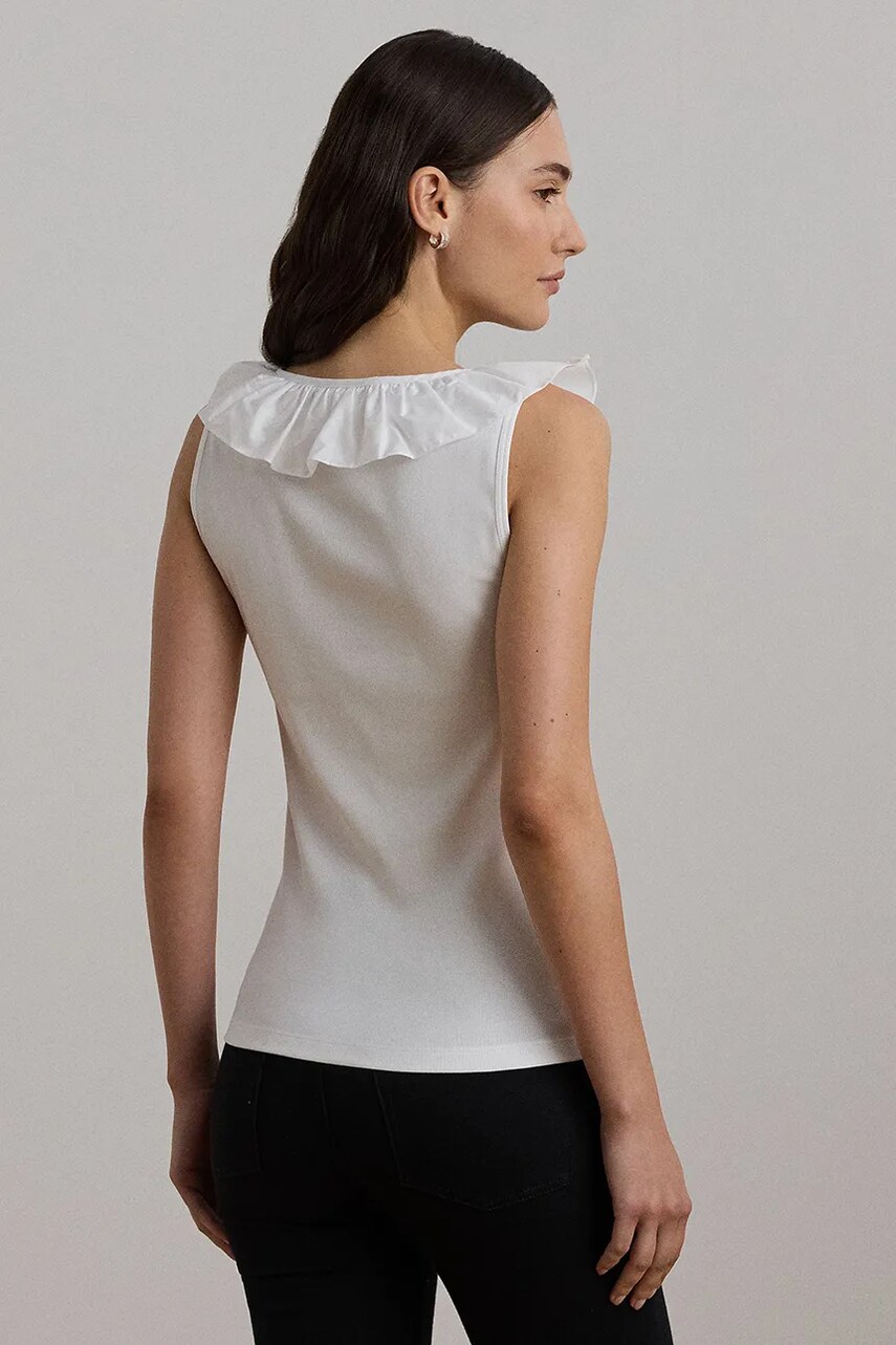Бавовняний топ Lauren Ralph Lauren колір білий 200957654