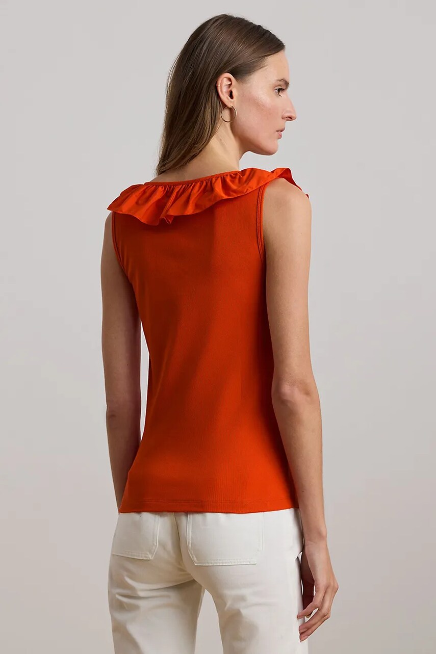 Бавовняний топ Lauren Ralph Lauren колір помаранчевий 200957654