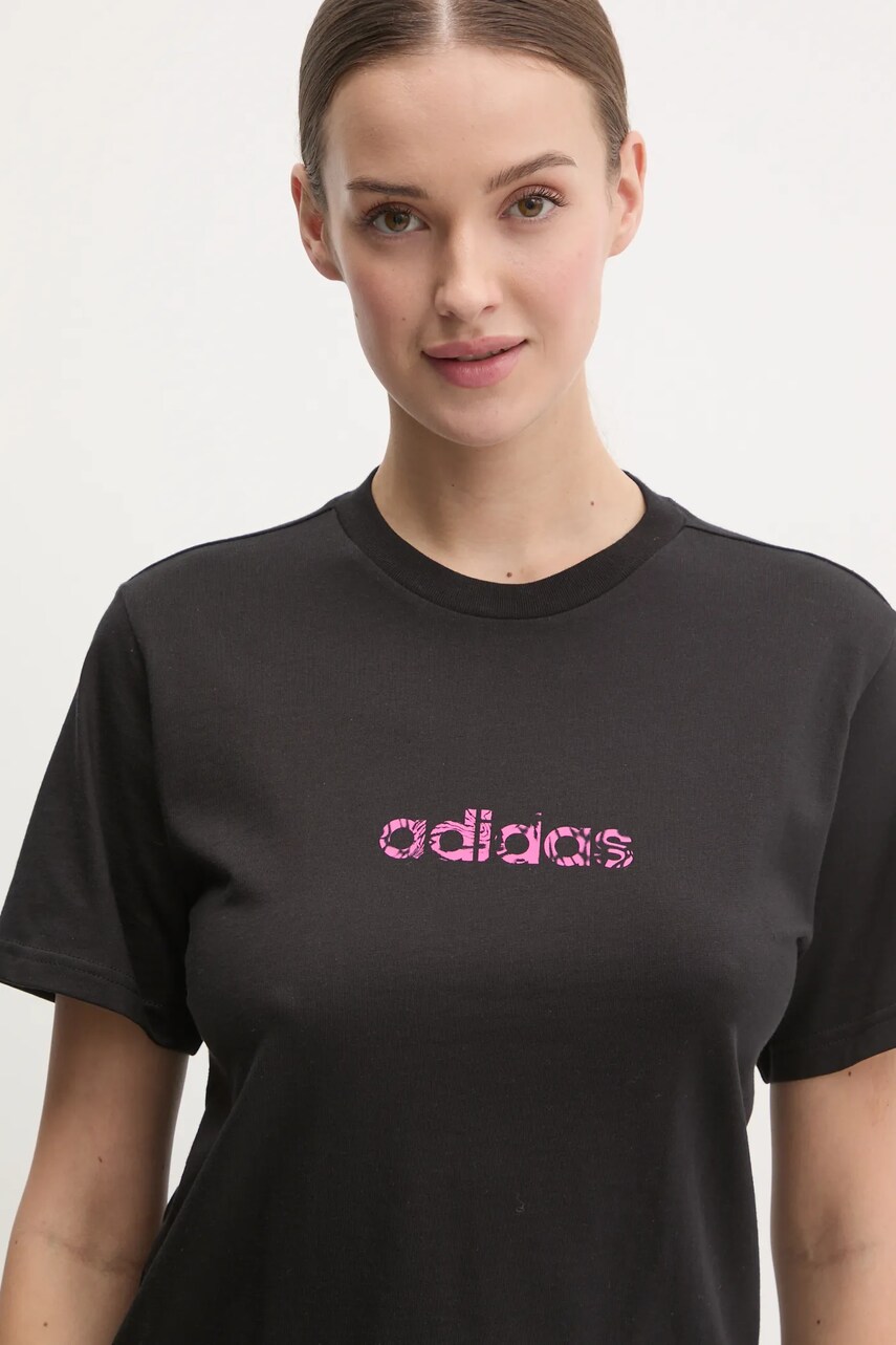 Бавовняна футболка adidas Camo жіноча колір чорний JN1401