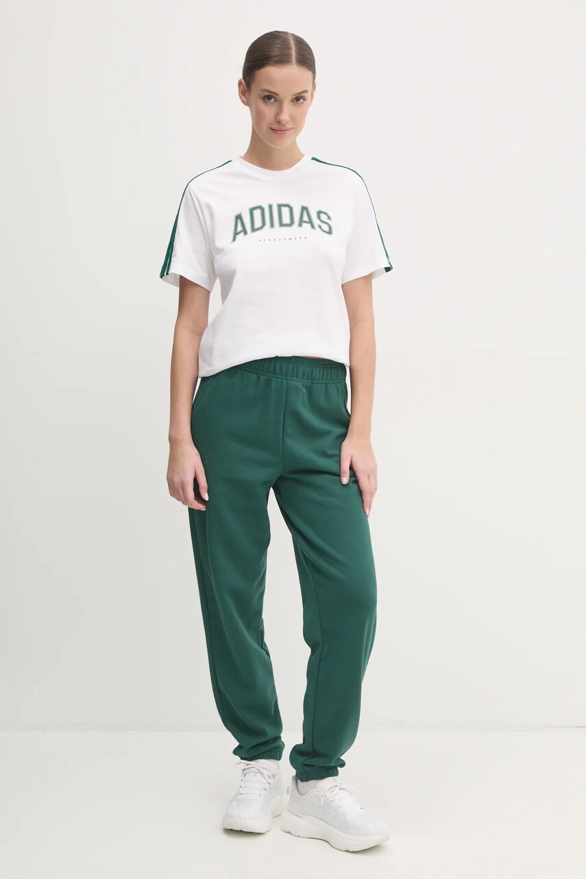 Бавовняна футболка adidas W L SOFTS Collegiate жіноча колір білий JN9128