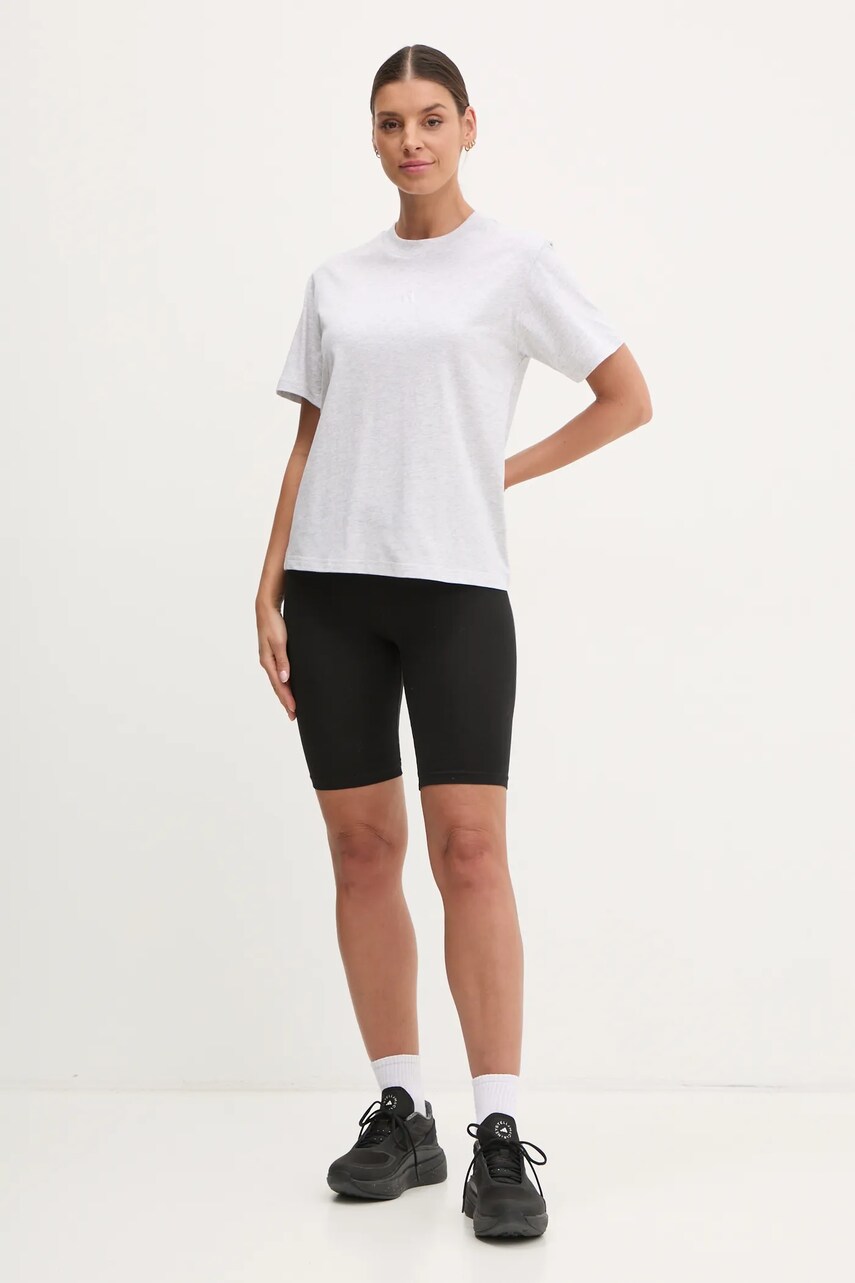 Бавовняна футболка adidas Essentials жіноча колір сірий JC5945