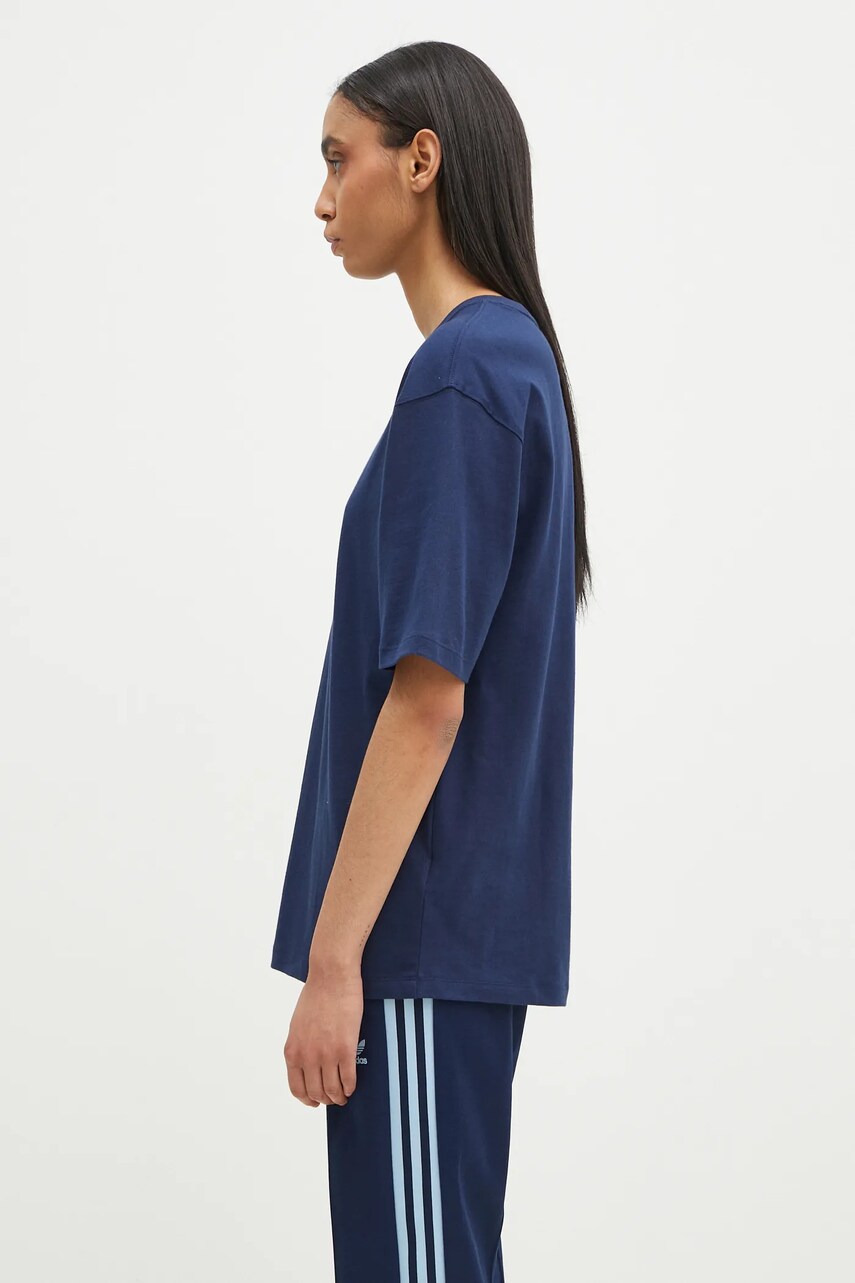 Бавовняна футболка adidas Originals Essential жіноча колір синій JC8968