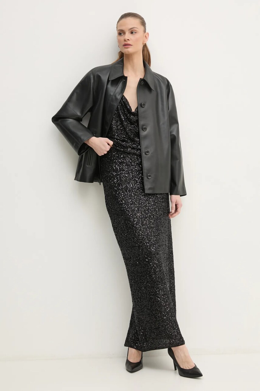 Блузка DIANE VON FURSTENBERG жіноча колір чорний однотонна DVFBS4S003