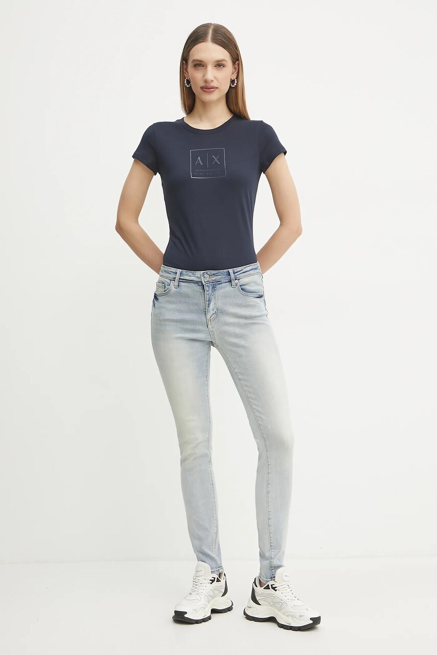 Бавовняна футболка Armani Exchange жіноча колір синій XW000530 AF10359