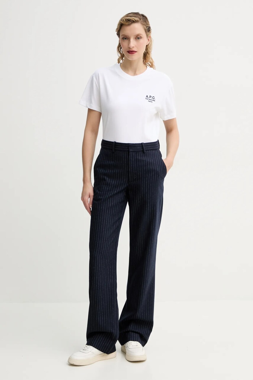 Бавовняна футболка A.P.C. t-shirt boxy rue madame GOTS жіноча колір білий COHBM.F26389