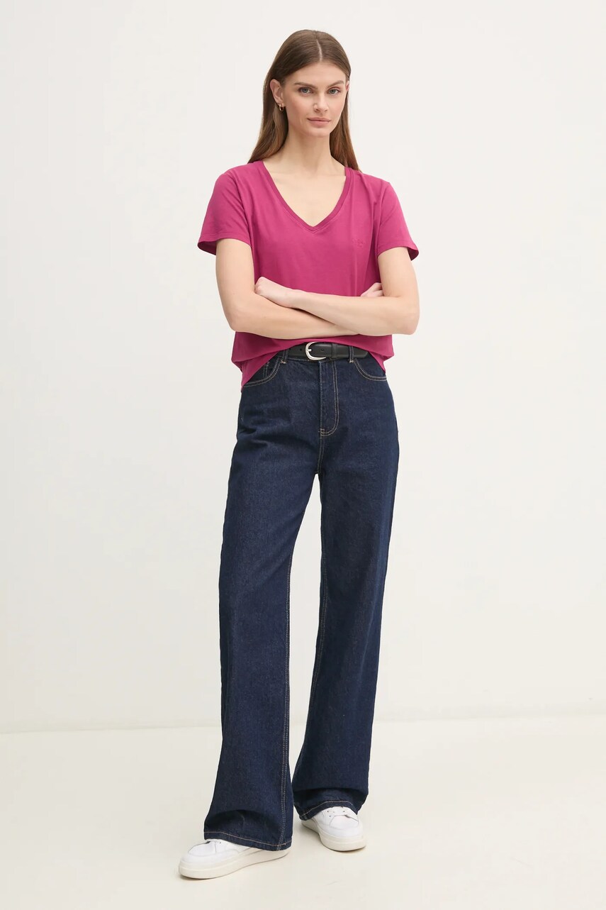 Бавовняна футболка Pepe Jeans LOLLY V-NECK жіноча колір рожевий PL505999