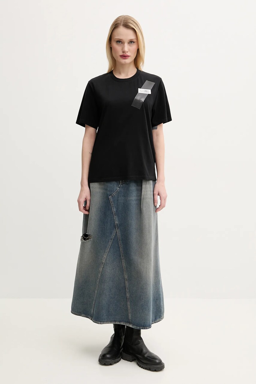 Бавовняна футболка MM6 Maison Margiela жіноча колір чорний S52GC0336