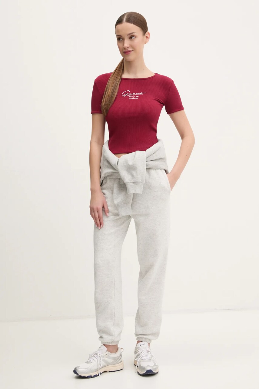 Футболка Guess SUZANNE жіноча колір бордовий V5RP00 KBCO2