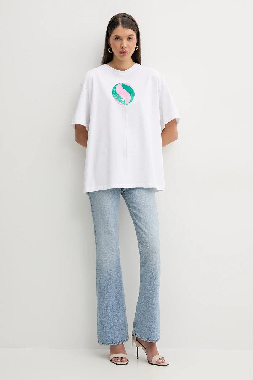 Бавовняна футболка Fiorucci Big Lollipop Print Boxy T-Shirt жіноча колір білий U02SPTSH103CJ01WH04