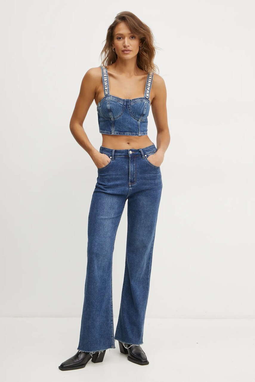 Джинсовий топ Guess KETY з аплікацією W5RH03 D5ACC