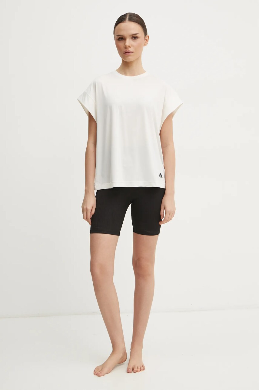 Футболка для йоги adidas Performance колір бежевий JL7799
