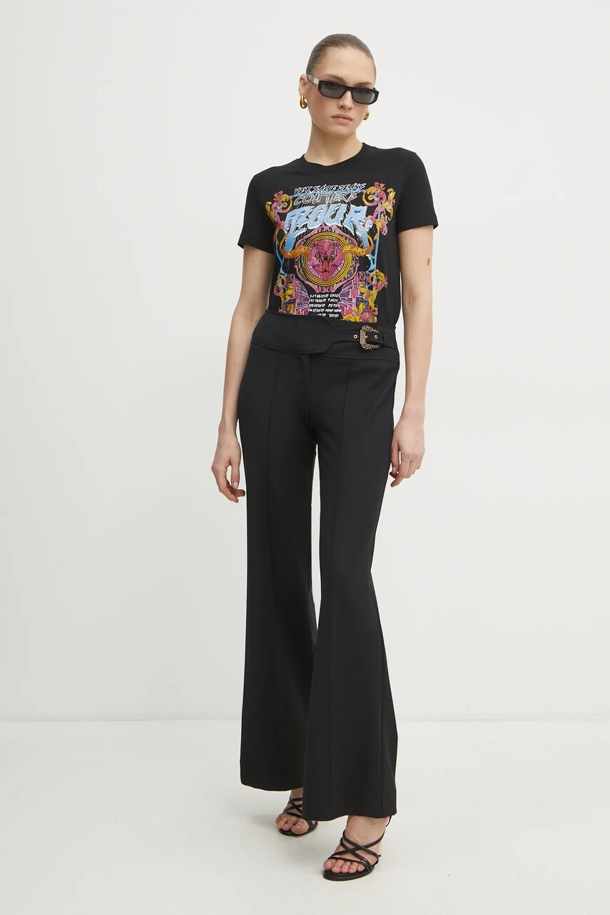 Бавовняна футболка Versace Jeans Couture жіноча колір чорний 78HAHC03 CJ01C