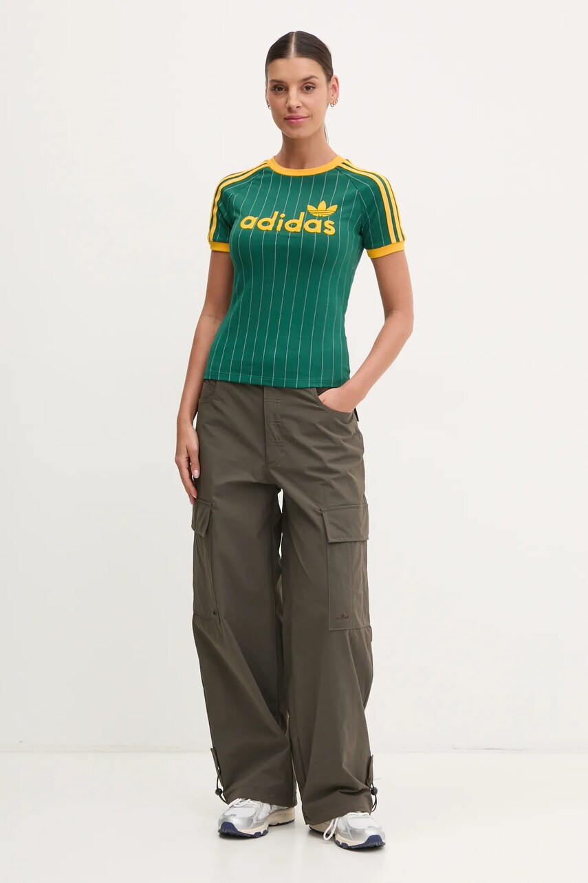 Футболка adidas Originals GRAPHIC CALI T жіноча колір зелений JC7703