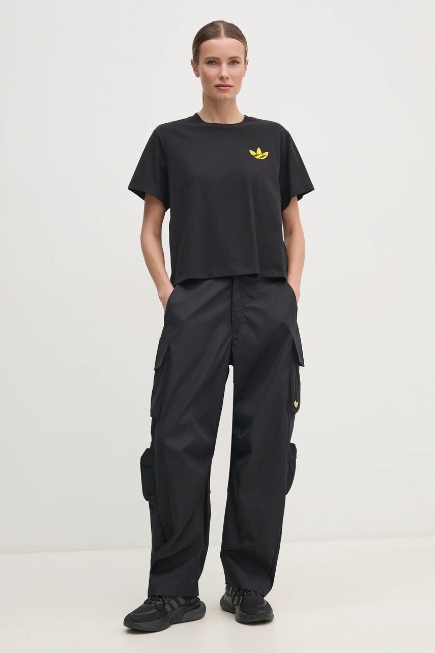 Бавовняна футболка adidas Originals X Smiley жіноча колір чорний JD2740