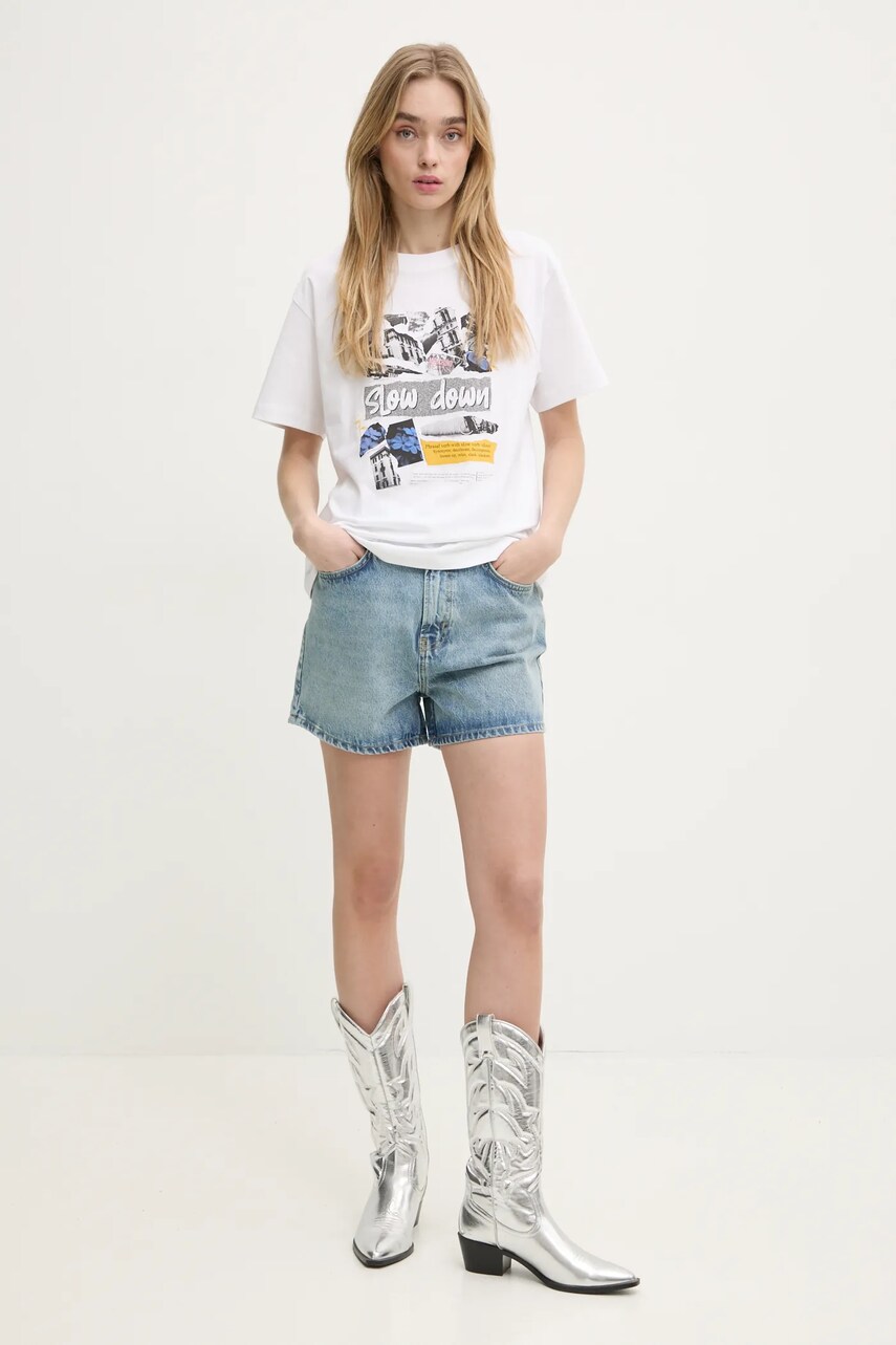 Бавовняна футболка Moschino Jeans жіноча колір білий 0708 3229