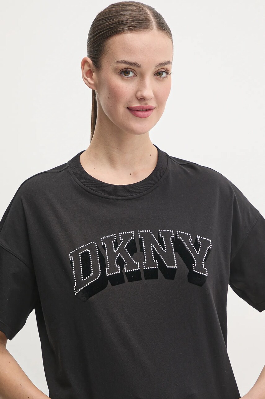 Бавовняна футболка Dkny жіноча колір чорний DP5T1119