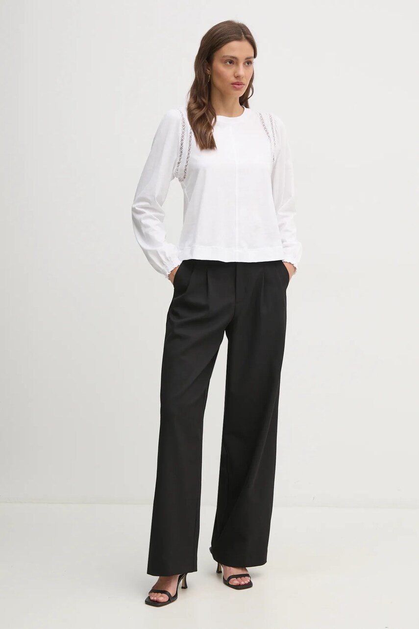 Бавовняний лонгслів Dkny колір білий DJ4T1336