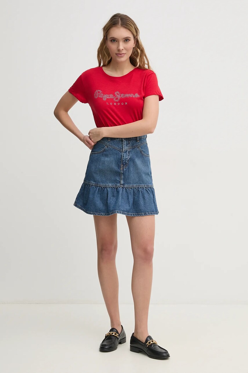 Бавовняна футболка Pepe Jeans RYLEIGH жіноча колір червоний PL506014