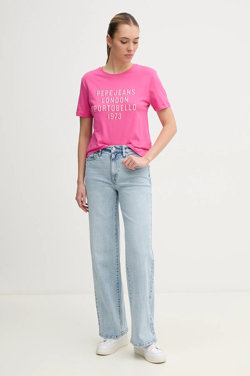 Бавовняна футболка Pepe Jeans RUBY жіноча колір рожевий PL506027