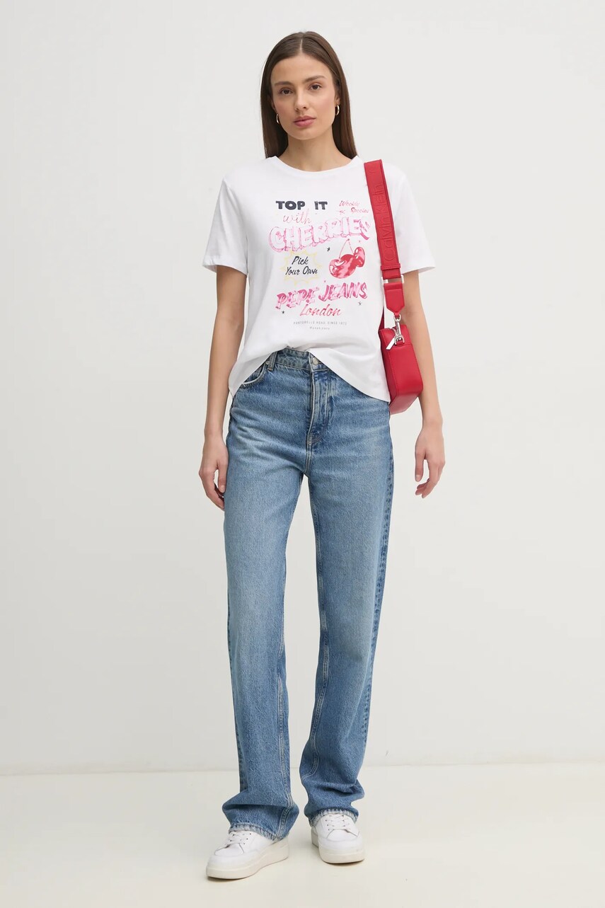 Бавовняна футболка Pepe Jeans ROXANE жіноча колір білий PL506045