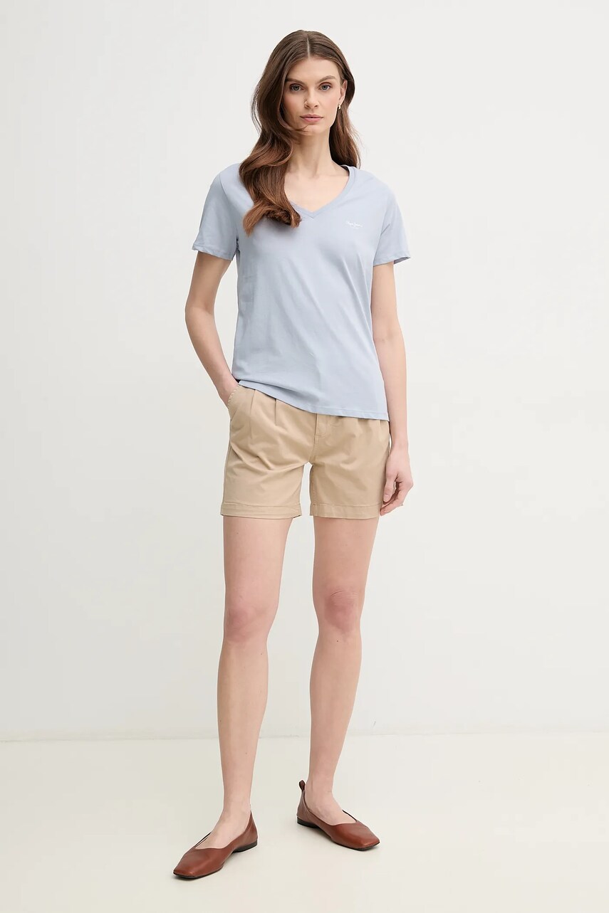 Бавовняна футболка Pepe Jeans MACY V-NECK жіноча  PL506051