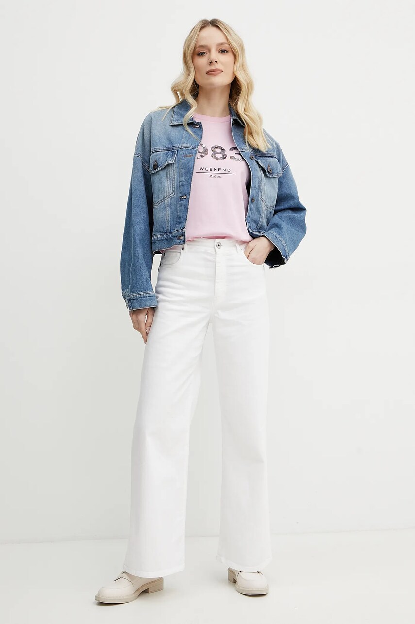 Бавовняна футболка Weekend Max Mara жіноча колір рожевий 2515971041600