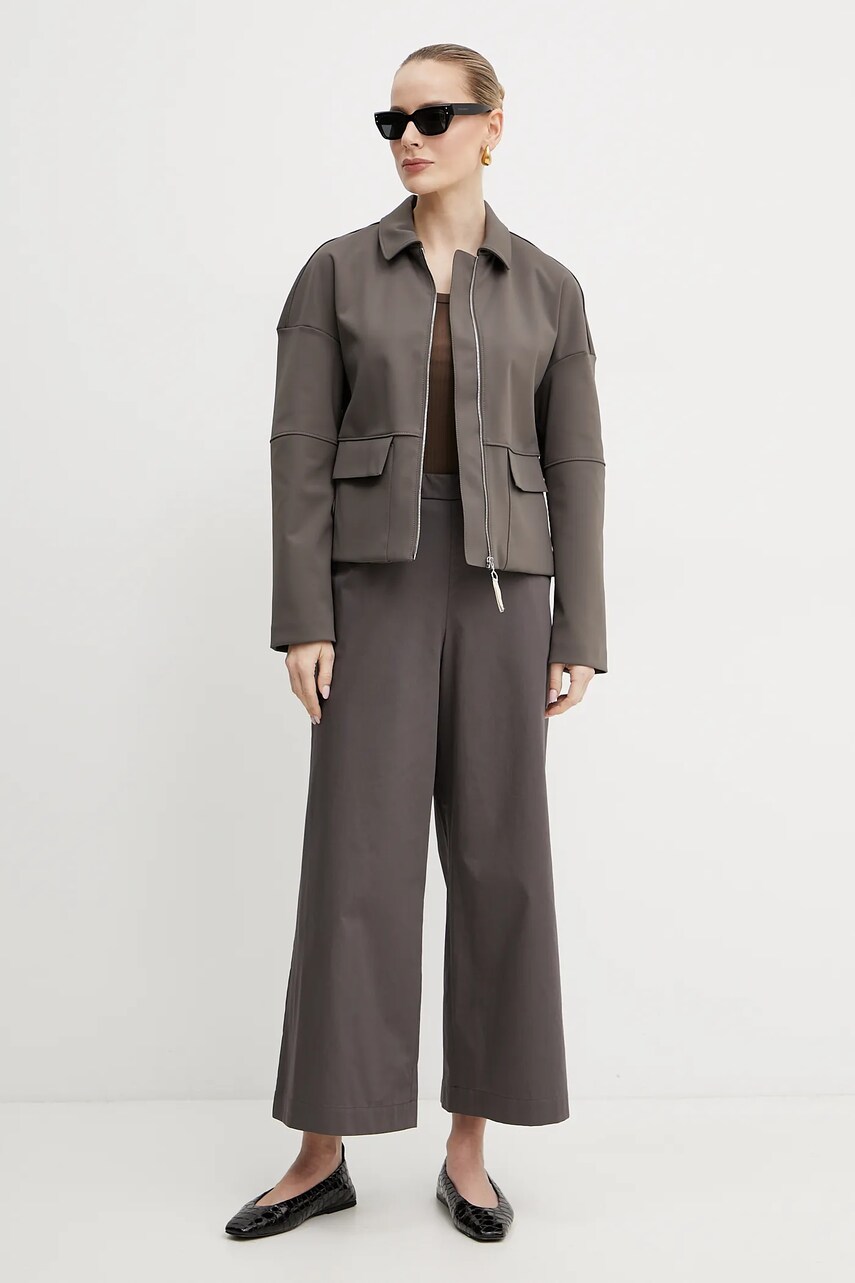 Бавовняний топ Weekend Max Mara колір коричневий 2515941022600