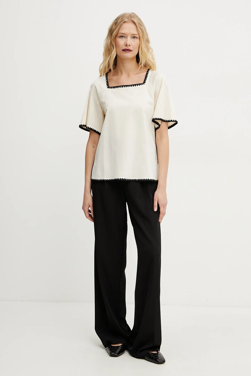 Бавовняна футболка Weekend Max Mara жіноча колір бежевий 2515941062600