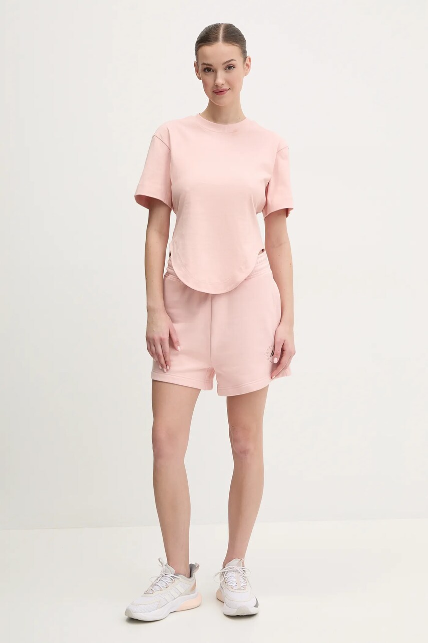 Бавовняна футболка adidas by Stella McCartney жіноча колір рожевий JJ2553