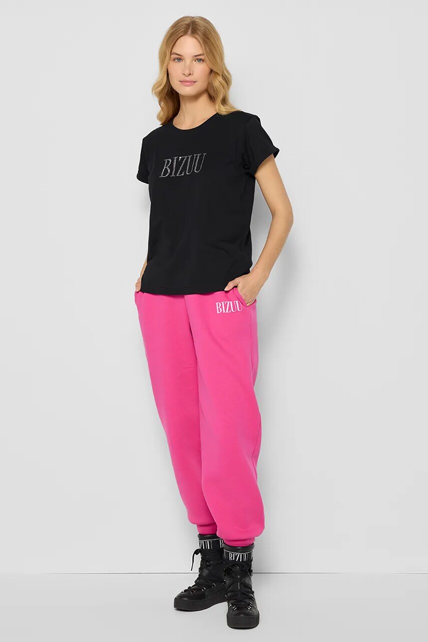 Бавовняна футболка Bizuu HEARTY жіноча колір чорний T_SHIRT HEARTY_CZARNY_AW24