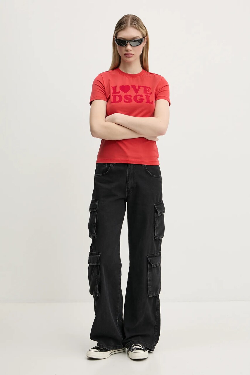 Футболка Desigual LOVE DSGL жіноча колір червоний 25SWTK10