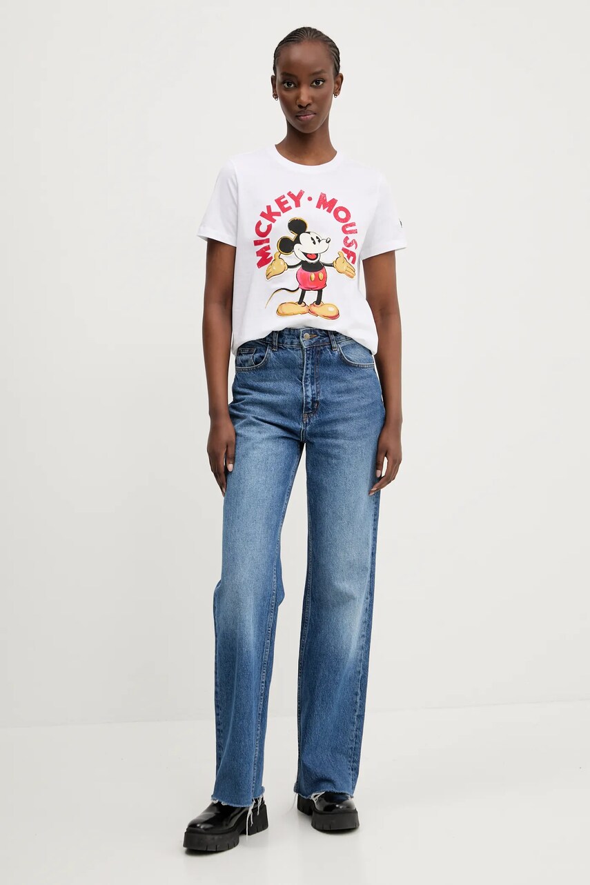 Бавовняна футболка Desigual MICKEY MOUSE жіноча колір білий 25SWTKAI