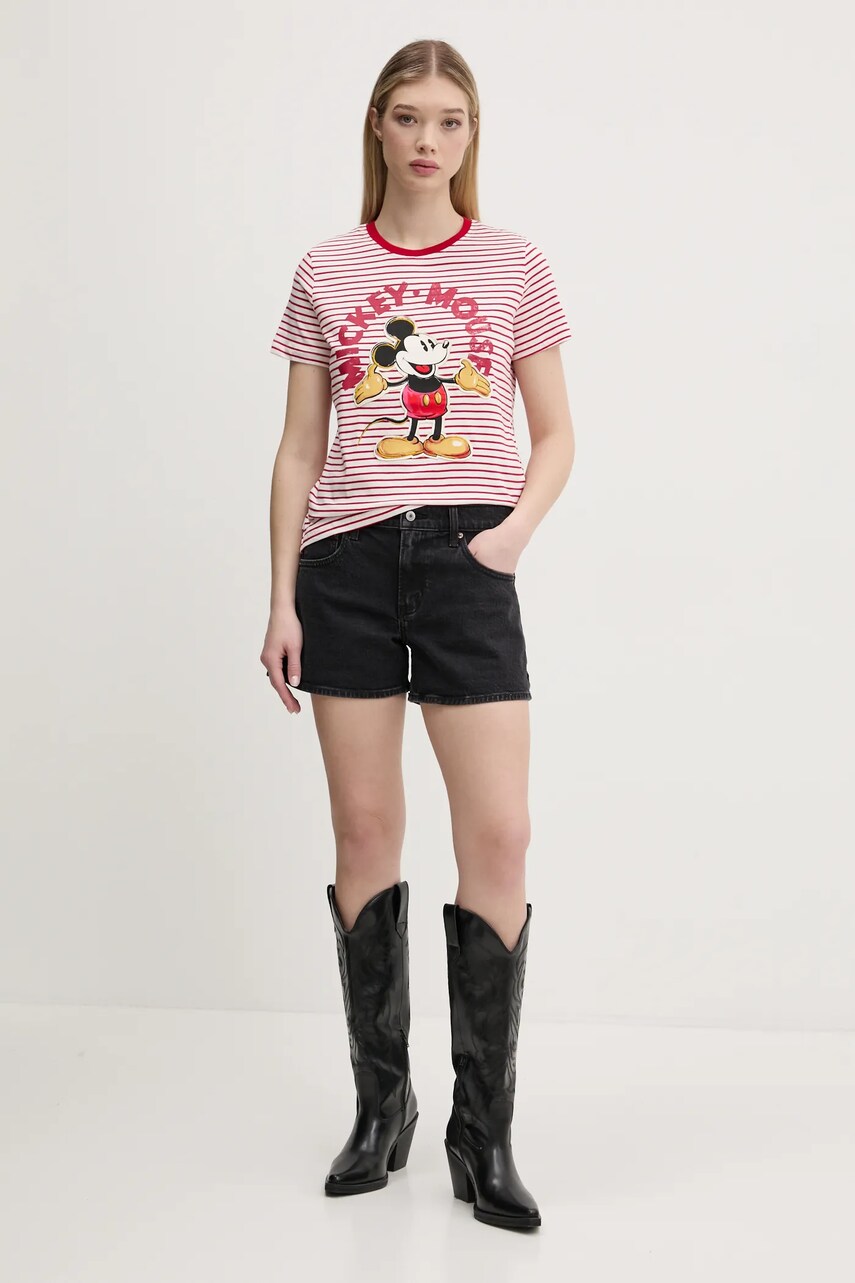 Бавовняна футболка Desigual MICKEY MOUSE жіноча колір червоний 25SWTKAI