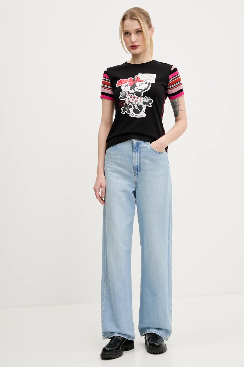Футболка Desigual MINNIE жіноча колір чорний 25SWTK39