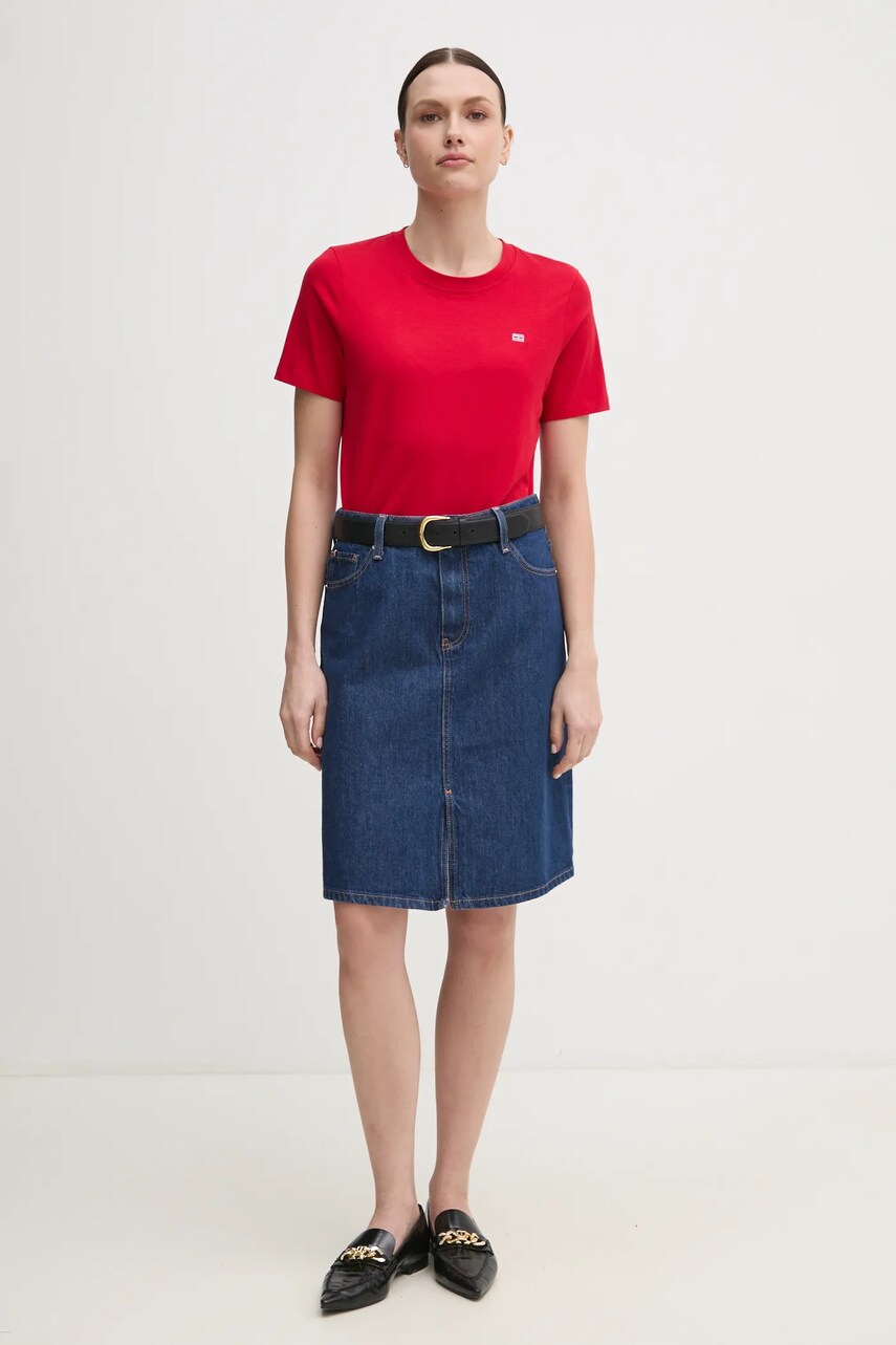 Бавовняна футболка Tommy Hilfiger жіноча колір червоний WW0WW45522
