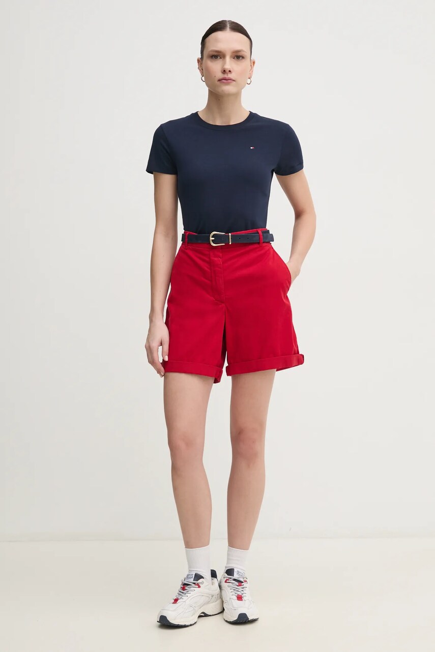 Бавовняна футболка Tommy Hilfiger жіноча колір синій WW0WW44433