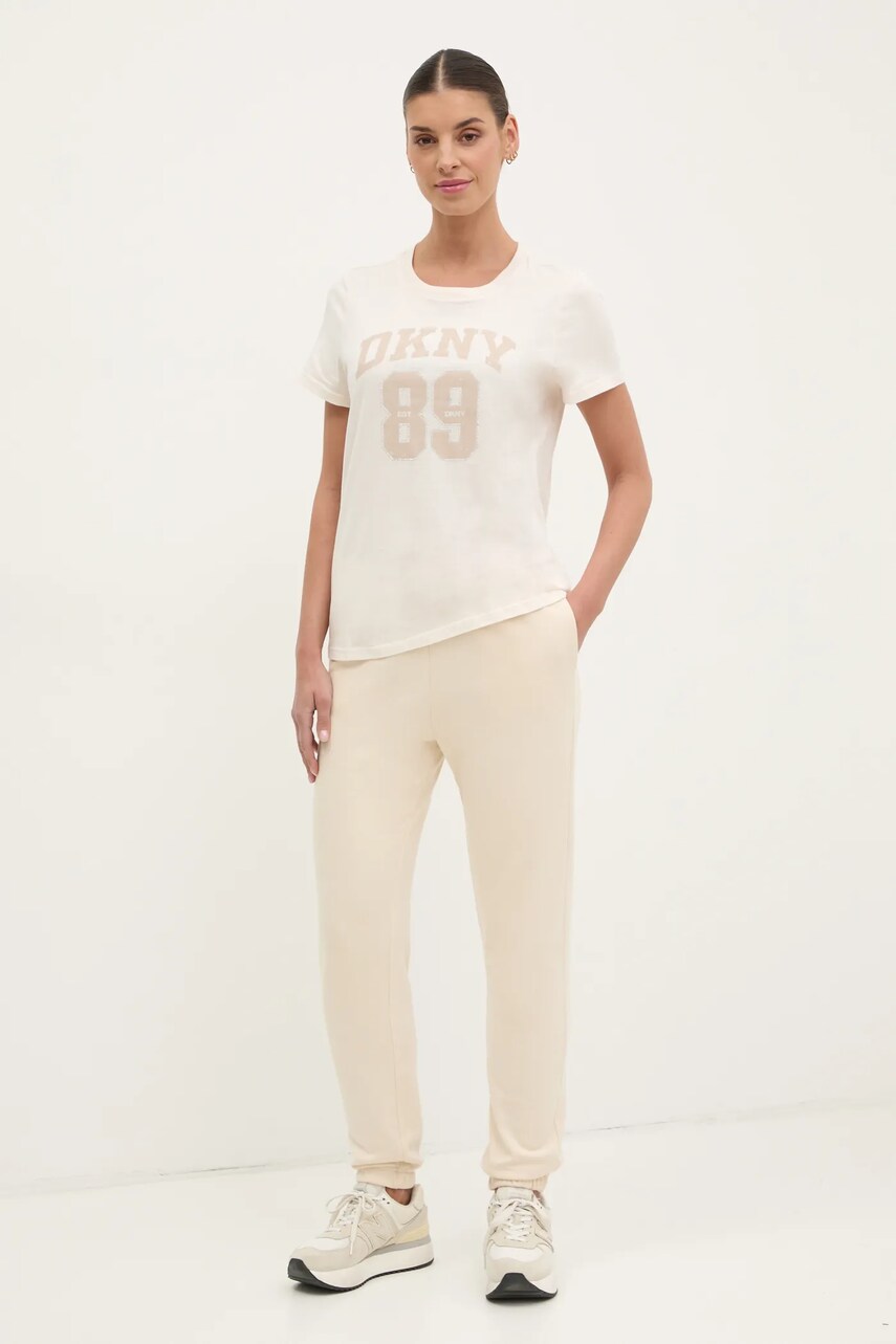 Бавовняна футболка Dkny жіноча колір бежевий DP5T1228