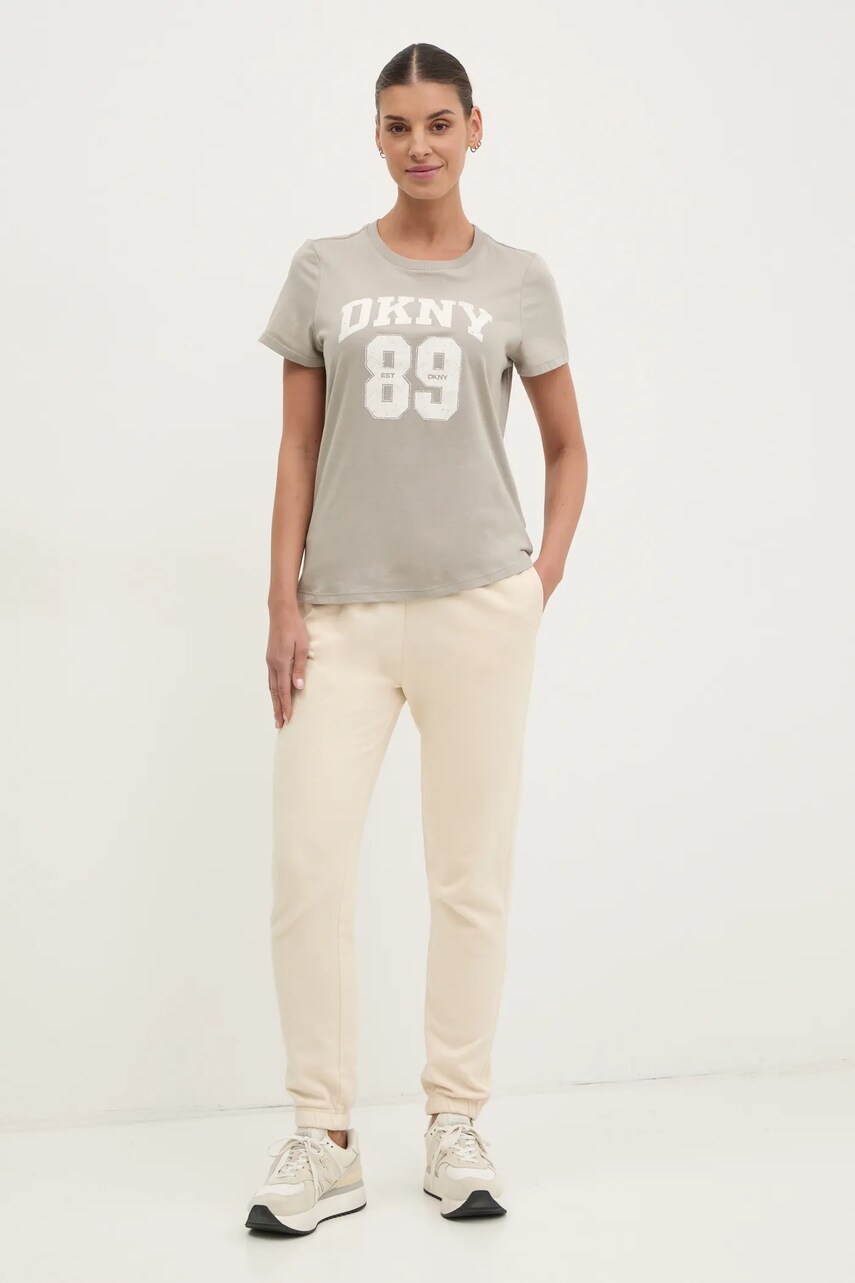 Бавовняна футболка Dkny жіноча колір сірий DP5T1228