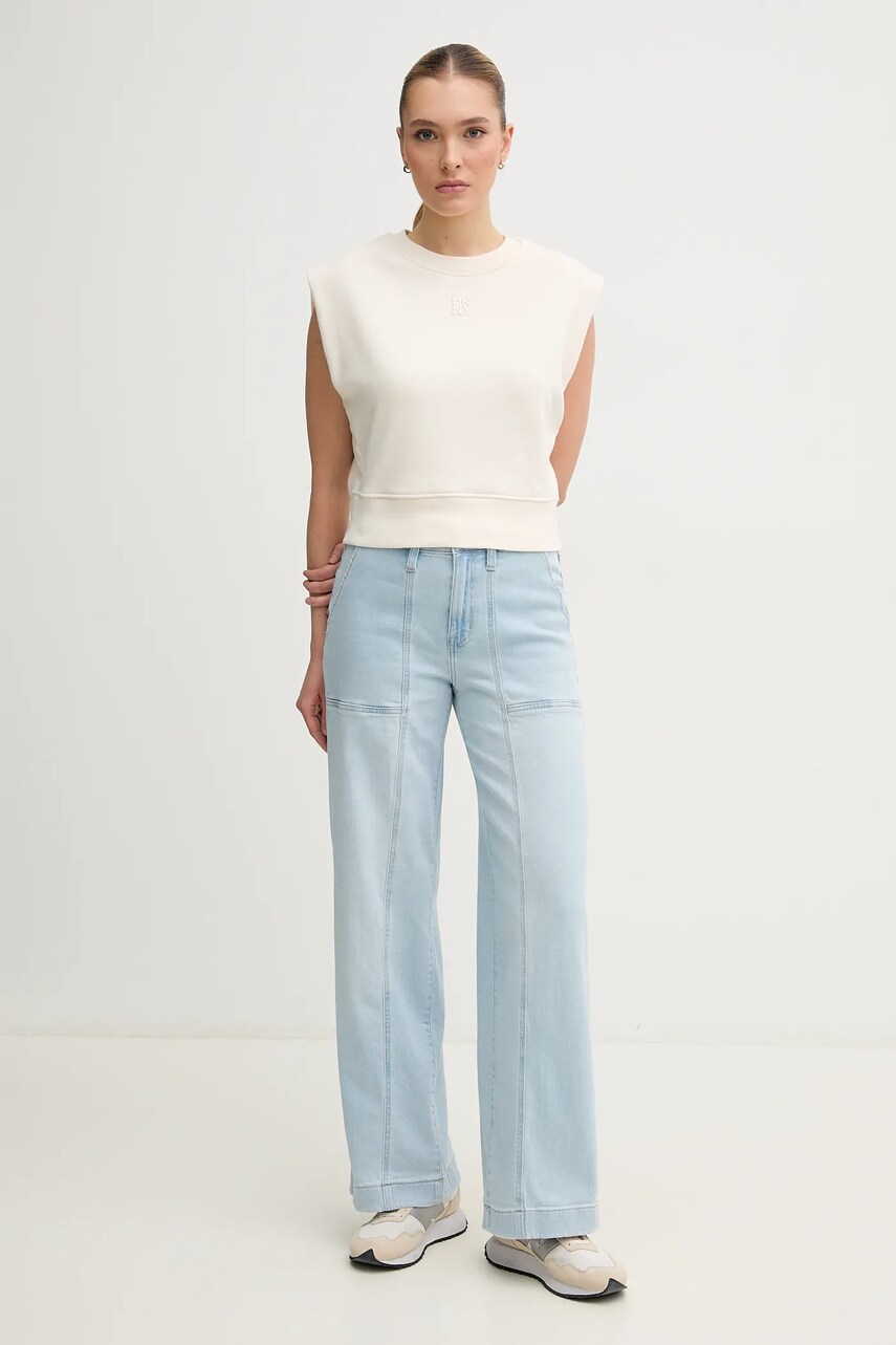 Бавовняний топ Dkny колір бежевий DJ5T1397