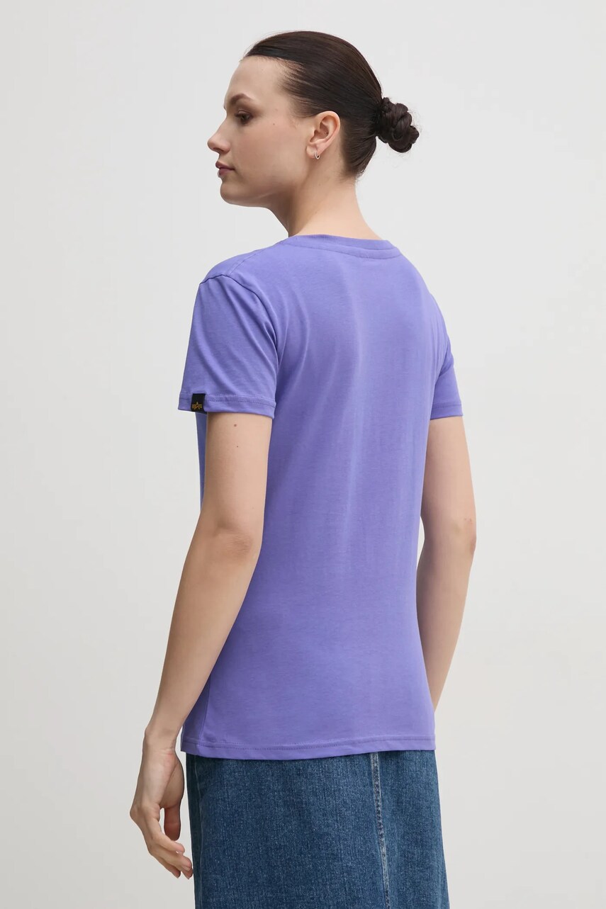 Бавовняна футболка Alpha Industries New Basic T Wmn жіноча колір фіолетовий 196051